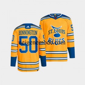 Herren St. Louis Blues Eishockey Trikot Jordan Binnington 50 Adidas 2022-2023 Reverse Retro Gelb Authentic